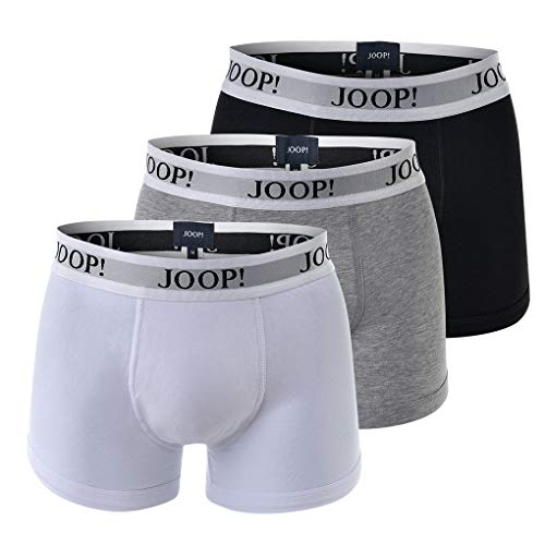 Joop! Herren 3er Pack Boxer Shorts - Fine Cotton Stretch, Vorteilspack, Logo (L (Large), schwarz/grau/weiß) von Joop!