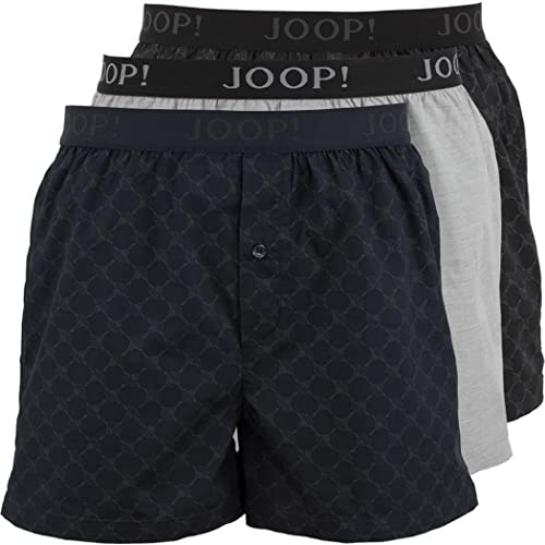 Joop! Herren Webboxershorts 3-Pack-Boxer 100% Baumwolle S 964 Blau Grau Schwarz von Joop!