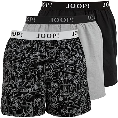 Joop! Herren Webboxershorts 3-Pack-Boxer 100% Baumwolle XXL 965 Grau Schwarz Mix von Joop!