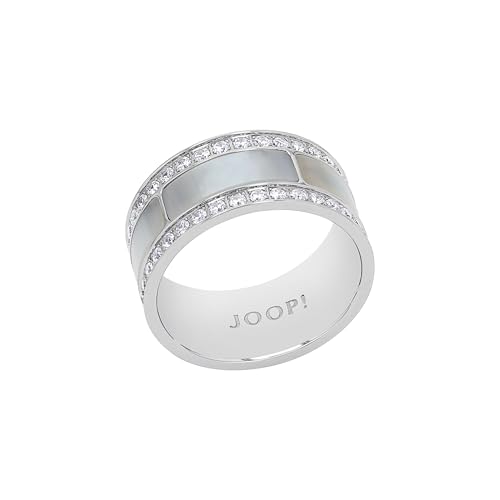 JOOP! Ring Edelstahl Perlmutt Damen Ringe, mit Zirkonia synth., Weiß, Kommt in Schmuck Geschenk Box, 2039778 von Amor