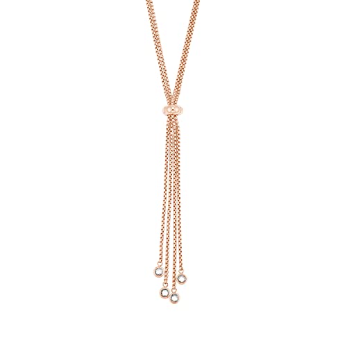 Joop! Y-Collier Edelstahl Damen Halsschmuck, mit Zirkonia synth., 80 cm, Roséfarben, Kommt in Schmuck Geschenk Box, 2028366 von Joop!