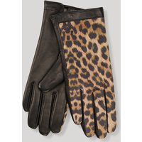 Lederhandschuhe im Leopardenmuster in Schwarz/Beige von Joop!