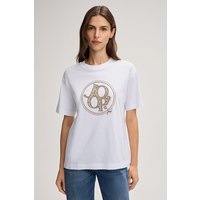 T-Shirt Tashi in Weiß mit Logo-Print in Beige von Joop!