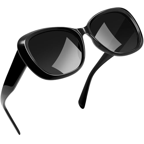 Joopin Acetat Große Sonnenbrille Damen Elegant Modische Butterfly Design und Polarisierte Sonnenbrillen Cat-Eye UV400 mit TR90 Rahmen zum Reisen und Fahren (Schwarz) von Joopin