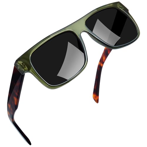 Joopin Acetat Klassische Sonnenbrille Herren Groß Polarisiert und Rechteckige Sonnenbrille Damen UV400 Unisex Vintage TR90 für Fahren und Tourismus (Hellgrün-Grau) von Joopin