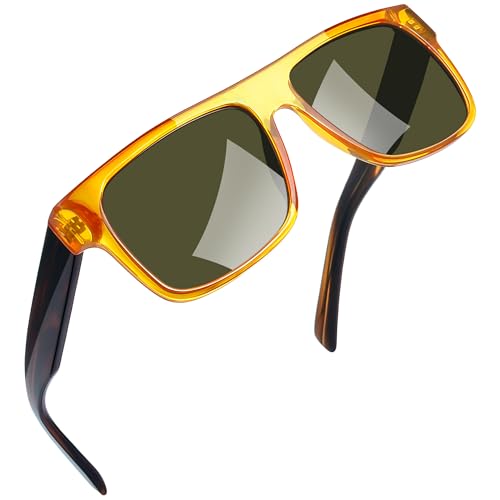 Joopin Acetat Polarisierte Sonnenbrille Herren Groß Rechteckige und Vintage Sonnenbrille UV400 Unisex Klassische TR90 für Fahren und Tourismus (Orange-G15) von Joopin