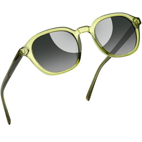 Joopin Acetat Runde Sonnenbrille Damen Polarisiert Modische Quadratische Brille UV400 Unisex TR90 Retro zum Fahren Tourismus(Mode Hellgrün) von Joopin