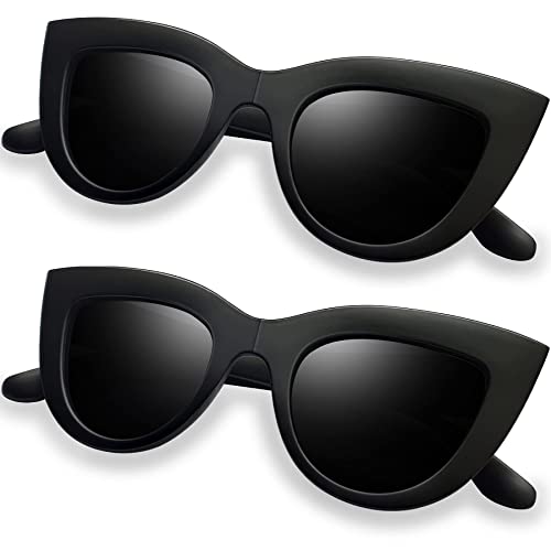 Joopin Cateye Sonnenbrille Damen und Sonnenbrille Damen Polarisiert UV400 90er Klassisch Vintage Retro Dreieck Katzenauge Brille Doppelpack (Grau Schwarz) von Joopin