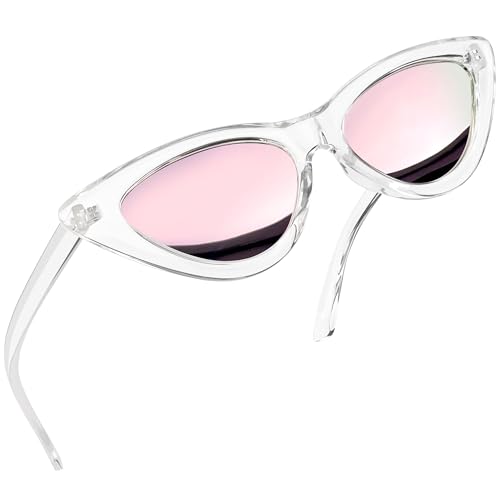 Joopin Cateye Sonnenbrille Damen Rosa Verspiegelte Vintage und Damen Sonnenbrille 80er Katzenauge Party Brille Retro UV400 für Cosplay (Verspiegelte Rosa) von Joopin
