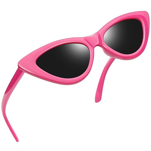 Joopin Cateye Sonnenbrille Damen Schmal Vintage und 60er Katzenauge Sonnenbrille Polarisiert Party Brille Retro Damen Sonnenbrille Rosa UV400 für Cosplay (Rosa) von Joopin