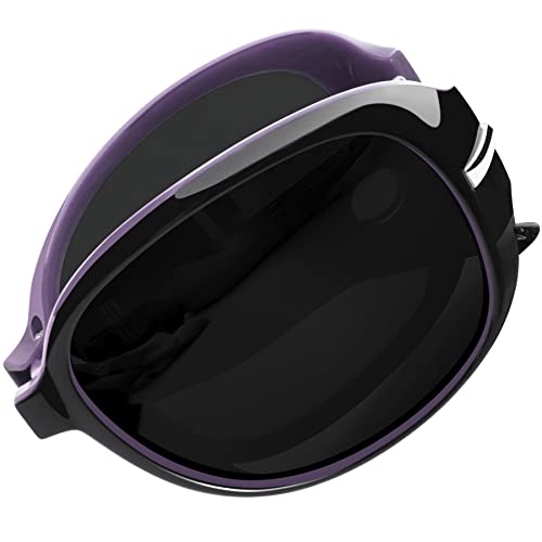 Joopin Faltbare Sonnenbrille Damen Polarisiert und Damen Sonnenbrille Groß UV400 Übergroß Klassisch Sonnenbrille Vintage (Retro Schwarz+Violett) von Joopin