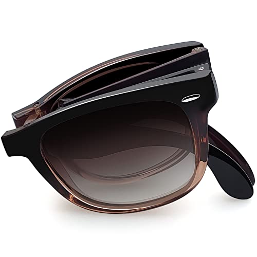 Joopin Rechteckige Faltbare Sonnenbrille Herren Polarisiert und Klassische Faltbrille Damen Braun Tragbare Faltsonnenbrille UV400 (Braun) von Joopin