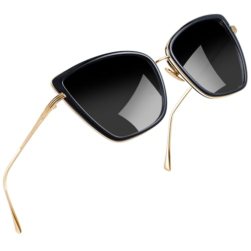 Joopin Übergroße Katzenaugen Sonnenbrille Damen Schwarz Elegant und Große Cateye Sonnenbrille XXL Vintage 90er Brille Katzenaugen UV400 (Schwarz) von Joopin