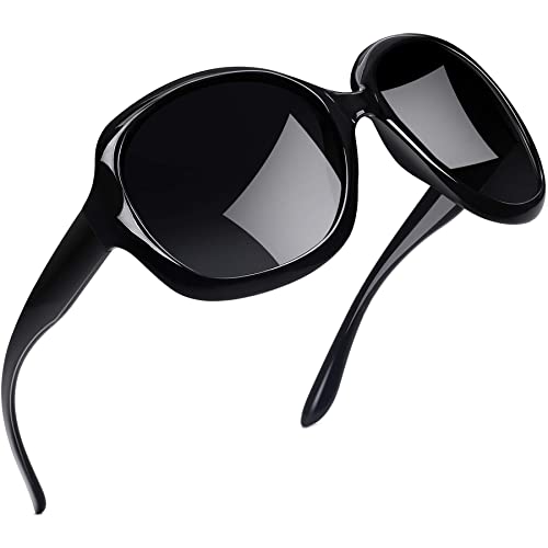 Joopin Große Sonnenbrille Damen Polarisiert UV400 Klassisch Übergroße Damen Sonnenbrille Modern 2024 Trendy Vintage Sonnenbrille Damen Schwarz Oversized (Mode Schwarz) von Joopin