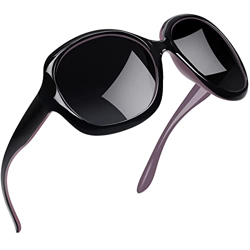 Joopin Übergroß Sonnenbrille Damen Polarisiert und Damen Sonnenbrille Große UV400 Vintage Sonnenbrille Trendy Moderne mit Großer Rahmen (Mode Schwarz Violett) von Joopin