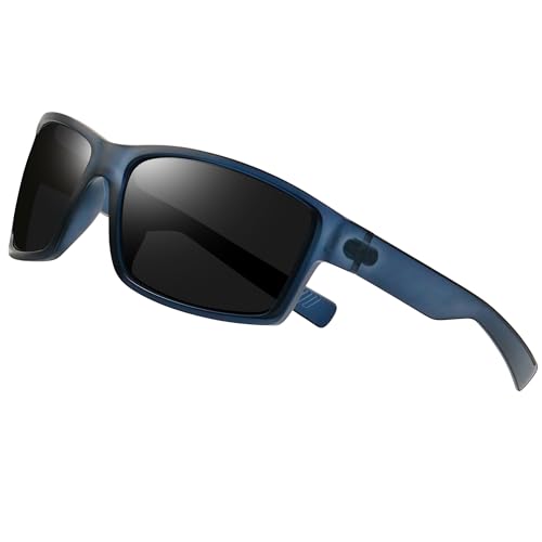 Joopin Laufbrille Sonnenbrille Herren Fahrradbrille Polarisierte Sportbrille Radbrille Unisex UV400 Sport Polbrille Laufen Angeln (Blau Schwarz) von Joopin