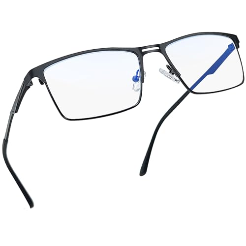 Joopin Klassische Blaulichtfilter Brille Herren Nullstärkenbrille Damen Blaulichtbrille Modebrille und Gaming Computerbrille mit Metallrahmen (Schwarz) von Joopin