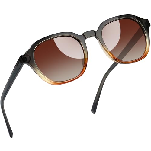 Joopin Modische Acetate Sonnenbrille Damen Rund Quadrat Polarisierte Sonnenbrille Herren TR90 Brille UV400 Unisex zum Tourismus(Mode Hellbraun) von Joopin