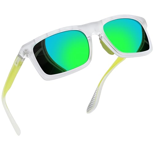 Joopin Polarisierte Rechteckige Sonnenbrille Herren Verspiegelte Grüne und Retro Sonnenbrille Damen Unisex UV400 Vintage Brillen (Spiegele Grün) von Joopin