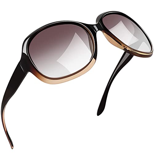 Joopin XXL Elegante Damen Sonnenbrille Braun Groß Trendy Klassische Polarisierte Sonnenbrille Damen Modern UV400 Übergroß für Fahren und Reisen (Mode Braun) von Joopin