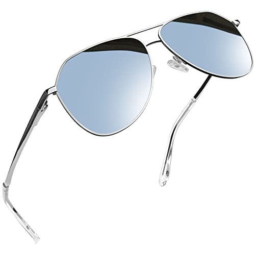 Joopin Verspiegelte Sonnenbrille Silber und Sonnenbrille Herren Polarisiert Sonnenbrille Damen Groß mit Metallrahmen für Fahren (Silber Verspiegelte) von Joopin