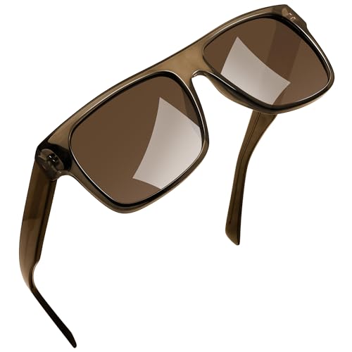 Joopin Acetat Rechteckige Sonnenbrille Herren Groß Polarisierte Klassischer Sonnenbrille Damen Retro UV400 TR90 Unisex zum Fahren Wandern (Braun) von Joopin