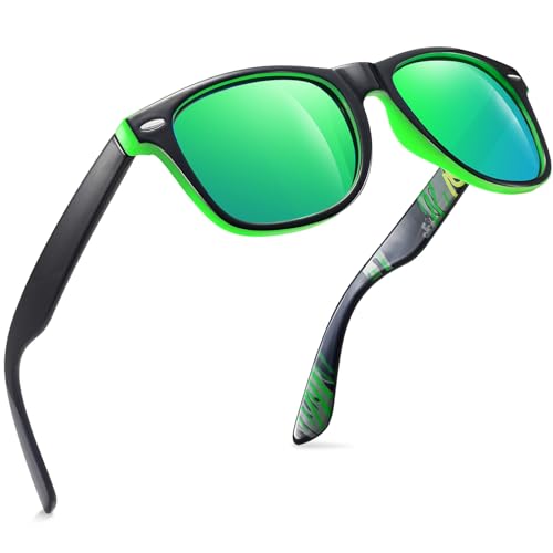 Joopin Rechteckige Sonnenbrille Herren Polarisiert Grüen Verspiegelt und Retro Sonnenbrille Damen Klassisch UV400 Unisex Sunglasses Green zum Fahren Wandern (Grün) von Joopin