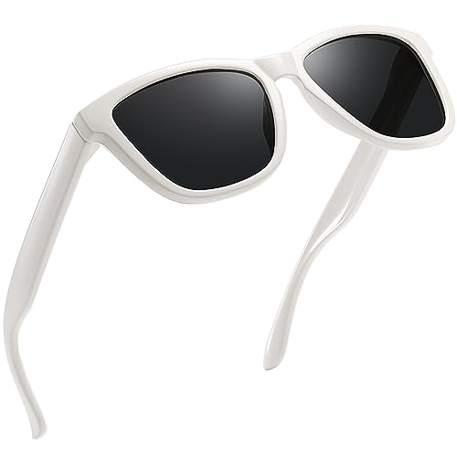 Joopin Rechteckige Sonnenbrille Damen Beige Polarisierte Sonnenbrille Weiß UV400 Retro Sonnenbrille Herren zum Fahren Wandern (Beige Grau) von Joopin