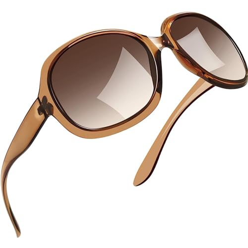 Joopin Polarisierte Sonnenbrille Damen Braun UV400 Übergroß und Sonnenbrille Trendy Klassisch Vintage Damen Sonnenrille Groß (Hellbraun) von Joopin