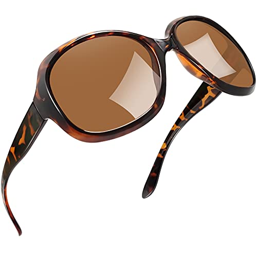 Joopin Klassische Sonnenbrille Damen Übergroße Leopardbraun und Große Sonnenbrille Polarisiert UV400 Brille Trendy mit Dicker Rahmen für Fahren Angeln und Reisen (Schildkröte Braun) von Joopin