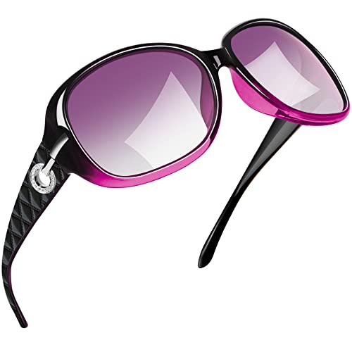 Joopin Damen Sonnenbrille Polarisiert Groß UV400 Übergroß Klassisch Vintage Sonnenbrille Damen Lila Elegant 2024 mit Großer Rahmen (Helllila) von Joopin