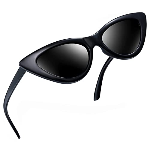 Joopin Klassische Cateye Sonnenbrille Damen Schmal und Damen Sonnenbrille Katzenauge Polarisiert UV400 90er Sonnenbrille Schwarz Vintage Retro Dreieck Brille (Schwarz) von Joopin