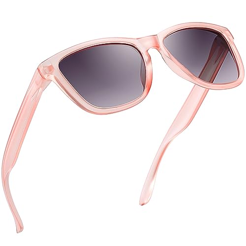 Joopin Rechteckige Sonnenbrille Damen Rosa UV400 Retro Vintage Sonnenbrille Polarisierte Hellgrau für Fahren und Tourismus (Dunkelrosa) von Joopin
