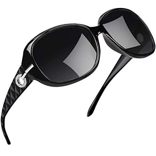 Joopin Sonnenbrille Damen Polarisiert und Klassische Schwarze Damen Sonnenbrille Groß Retro Sonnenbrille Elegant 2024 Übergroß UV400 mit Großer Rahmen (Voll Schwarz) von Joopin