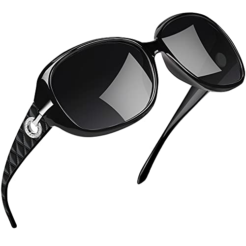 Joopin Elegante Große Sonnenbrille Damen Polarisiert und Klassische Schwarze Damen Sonnenbrille Übergroß Retro 2025 UV400 mit XL Rahmen (Voll Schwarz) von Joopin