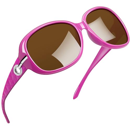 Joopin Sonnenbrille Damen Polarisiert Große und Übergroße Sonnenbrille UV400 Klassisch Vintage Brillle Trendy 2025 (Violett/Braun) von Joopin
