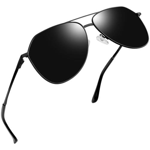 Joopin Schwarze Sonnenbrille Herren Retro Metallrahmen und Moderne Sonnenbrille Polarisiert Damen Groß Klassisch Unisex Sunglasses Men Women Für Autofahren (Voll Schwarz) Joopin Schwarze Sonnenbrille Herren Retro Metallrahmen und Moderne Sonnenbrille Polarisiert Damen Groß Klassisch Unisex Sunglasses Men Women Für Autofahren (Voll Schwarz) von Joopin