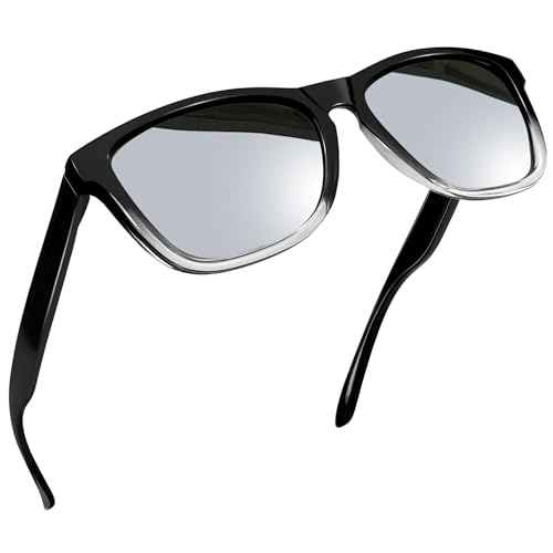 Joopin Rechteckige Sonnenbrille Verspiegelt Silber Retro Polarisierte Sonnenbrille Herren Spiegel Damen Brille UV400 zum Fahren Wandern (Schwarz Silber) von Joopin