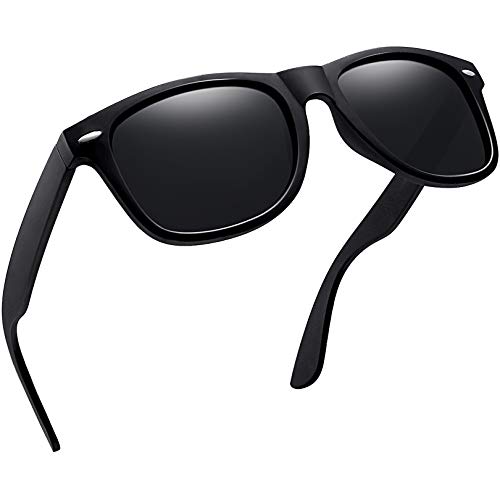 Joopin Rechteckige Sonnenbrille Herren Schwarz Polarisiert und Retro Sonnenbrille Damen UV400 Vintage Sport für Fahren (Matt Schwarz) von Joopin