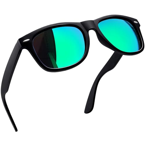 Joopin Polarisierte Sonnenbrille Herren Grün Verspiegelt und Vintage Sonnenbrille Damen Grün Unisex UV400 Spiegel Rechteckige Sonnenbrille (Grün Schwarz) von Joopin