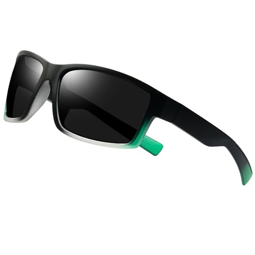 Joopin Sport Sonnenbrille Herren Polarisiert Sportbrille Modische Fahrerbrille UV400 Sportlich Schnelle Brille Polbrille Laufen Angeln (Grün Schwarz) von Joopin
