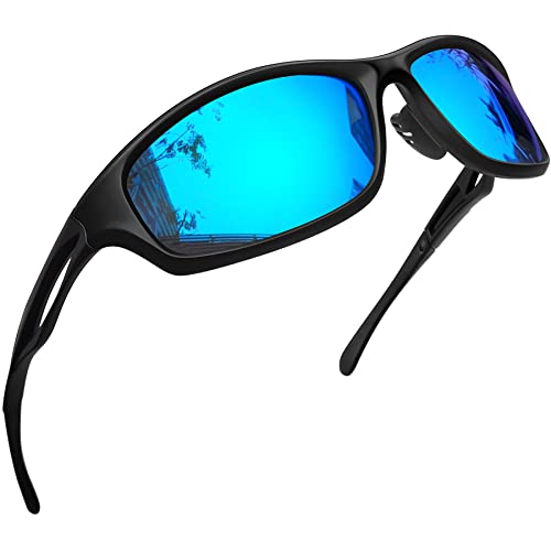 Joopin Sportbrille Fahrradbrille Herren Polarisierte Sonnenbrille Biker Radbrille Blau Unisex UV400 Sonnenbrille Herren Sport (Blau Verspiegelt) von Joopin