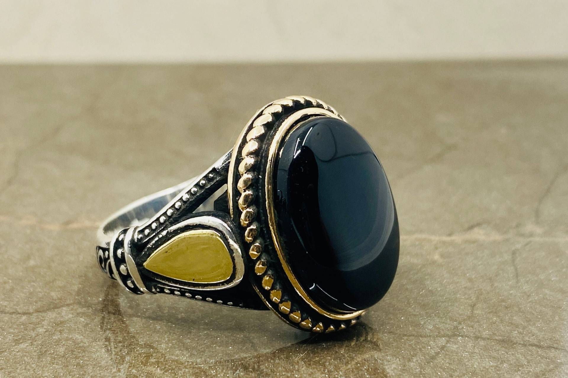 Handgemachter Silber Ring Für Herren, Schwarzer Stein Ring, Coole Ringe, Onyx Geschenk Freund, Herren Schmuck, Ringe von Joosefjewelry