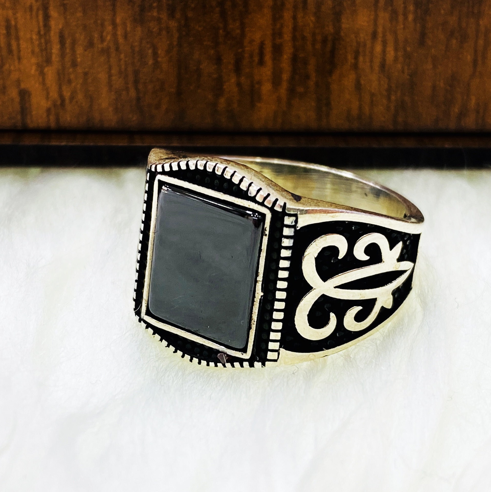 Herren Schwarzer Onyx Ring, Onyx Schmuck, Schwarz Silber Ring, Schwarzer Siegel Stein Schmuck, Silber Edelstein Ring, Geschenk Für Ihn von Joosefjewelry