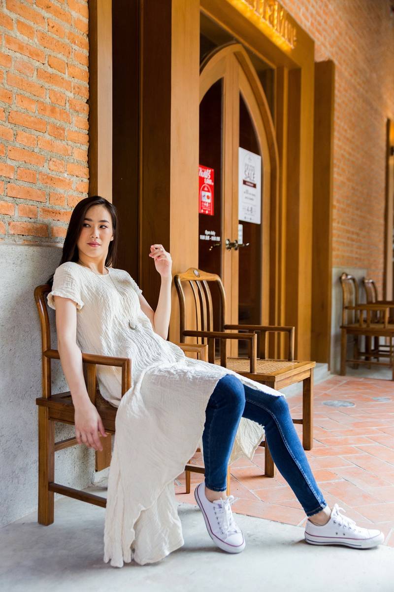 No.157 Frauen U-Boot-Ausschnitt Mit Kurzen Ärmeln High Low Kleid, 100% Naturfaser Flexibles Baumwollkleid von JoozieCotton