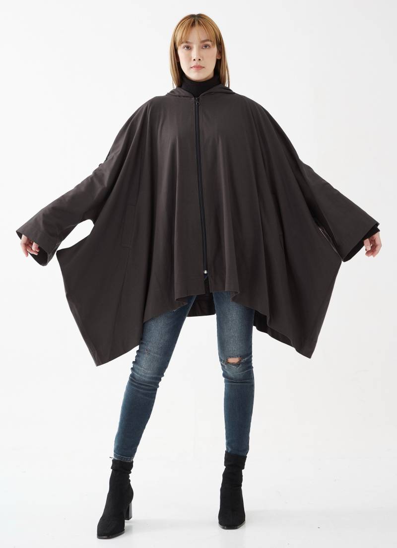 No.179 Damen Langarm Voll-Zip Oversized Hoodie Jacke , Mit Kapuze, Unisex Kapuzenjacke in Charcoal von JoozieCotton