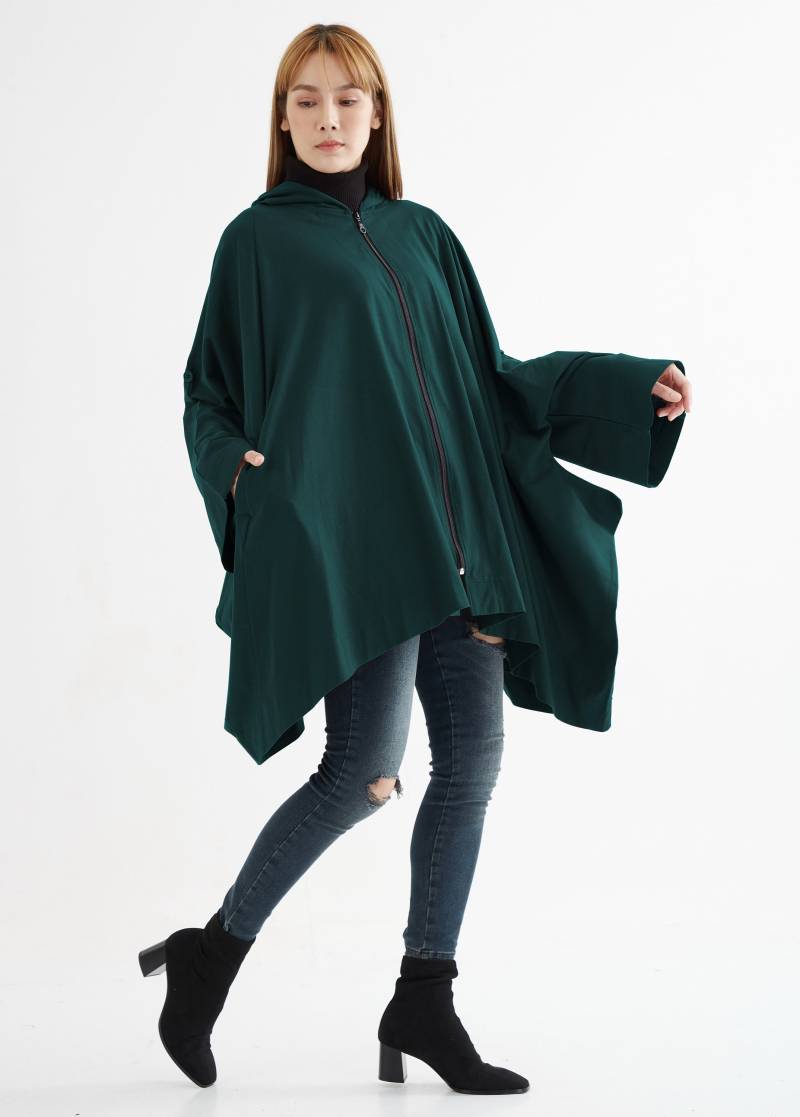 No.179 Damen Langarm Voll-Zip Oversized Hoodie Jacke , Mit Kapuze, Unisex Kapuzenjacke in Teal von JoozieCotton