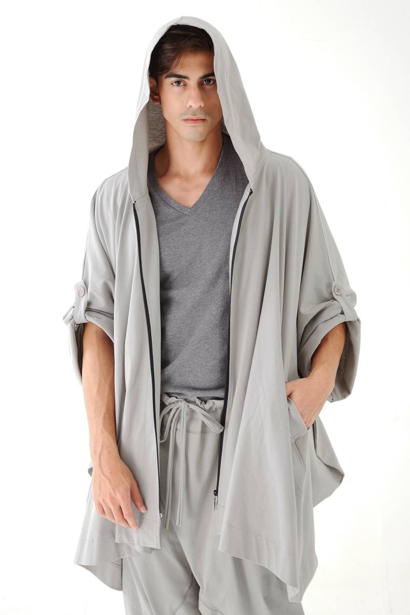 No.179 Herren Langarm Full-Zip Oversized Hoodie Jacke, Jacke Mit Kapuze, Unisex Kapuzenjacke in Grau von JoozieCotton