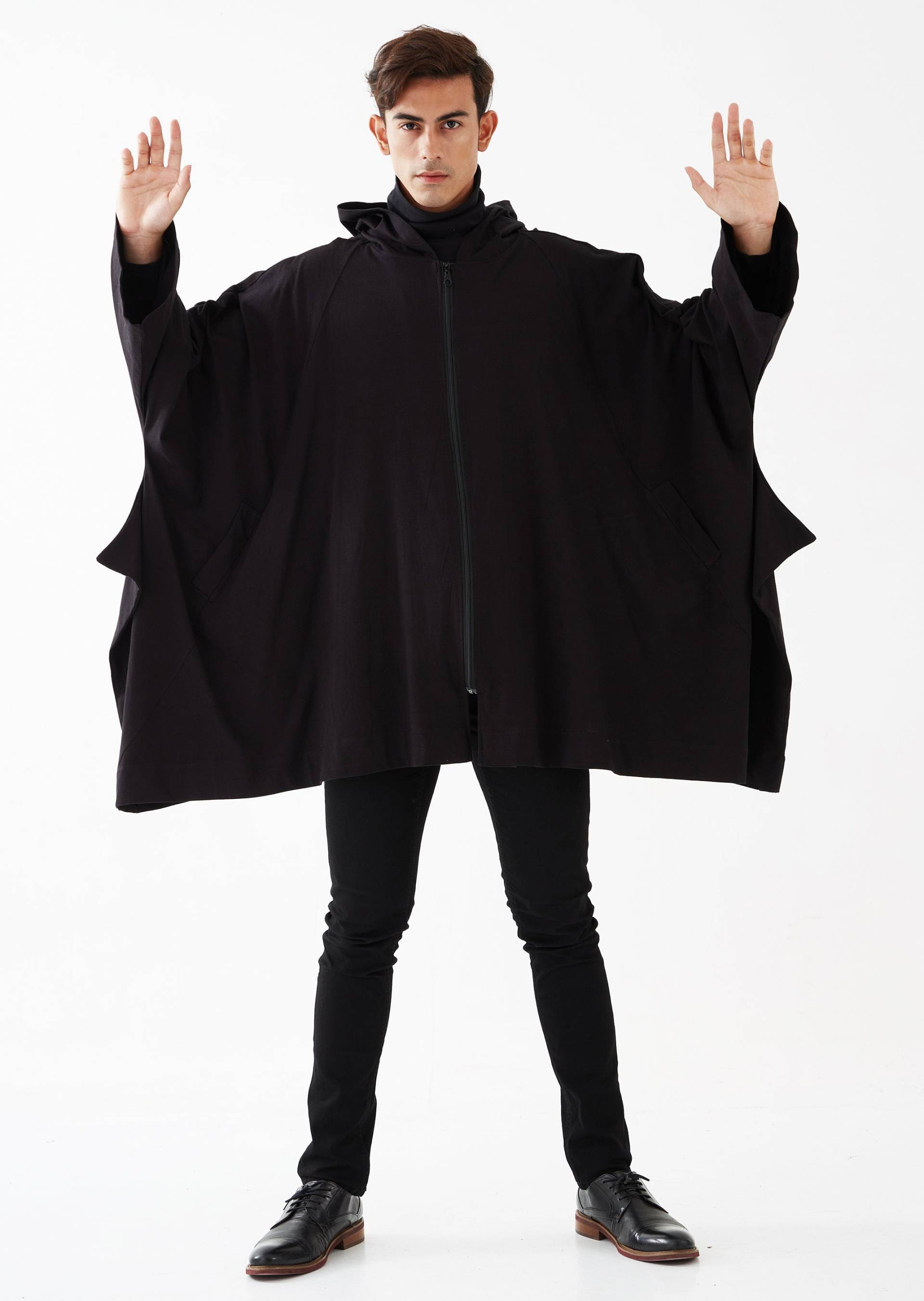 No.179 Herren Langarm Full-Zip Oversized Hoodie Jacke, Jacke Mit Kapuze, Unisex Kapuzenjacke in Schwarz von JoozieCotton