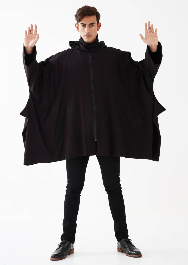 No.179 Herren Langarm Full-Zip Oversized Hoodie Jacke, Jacke Mit Kapuze, Unisex Kapuzenjacke in Schwarz von JoozieCotton